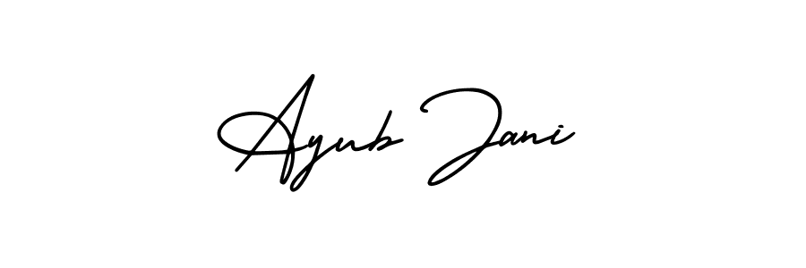 AmerikaSignatureDemo-Regular is a professional signature style that is perfect for those who want to add a touch of class to their signature. It is also a great choice for those who want to make their signature more unique. Get Ayub Jani name to fancy signature for free. Ayub Jani signature style 3 images and pictures png