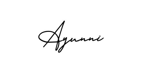 Similarly AmerikaSignatureDemo-Regular is the best handwritten signature design. Signature creator online .You can use it as an online autograph creator for name Ayunni. Ayunni signature style 3 images and pictures png