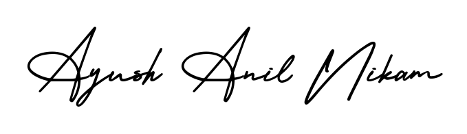 Looking for an artistic signature for Ayush Anil Nikam? The AmerikaSignatureDemo-Regular calligraphy style gives a sophisticated flow suitable for business cards and emails. Ayush Anil Nikam signature style 3 images and pictures png