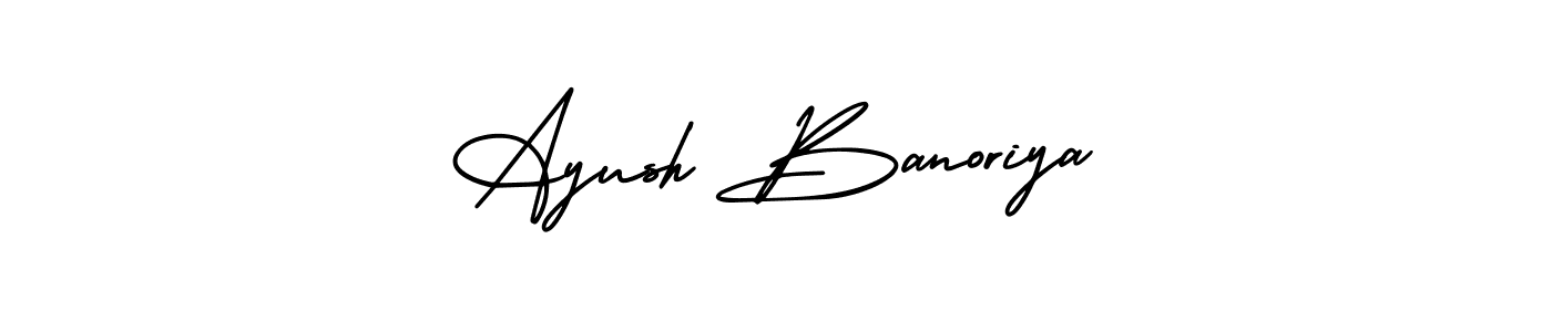 You should practise on your own different ways (AmerikaSignatureDemo-Regular) to write your name (Ayush Banoriya) in signature. don't let someone else do it for you. Ayush Banoriya signature style 3 images and pictures png