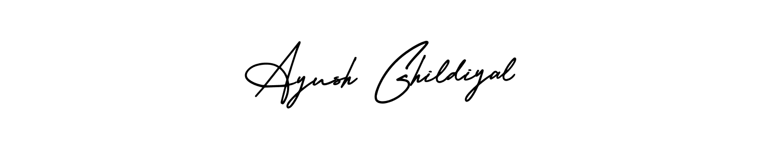 The best way (AmerikaSignatureDemo-Regular) to make a short signature is to pick only two or three words in your name. The name Ayush Ghildiyal include a total of six letters. For converting this name. Ayush Ghildiyal signature style 3 images and pictures png