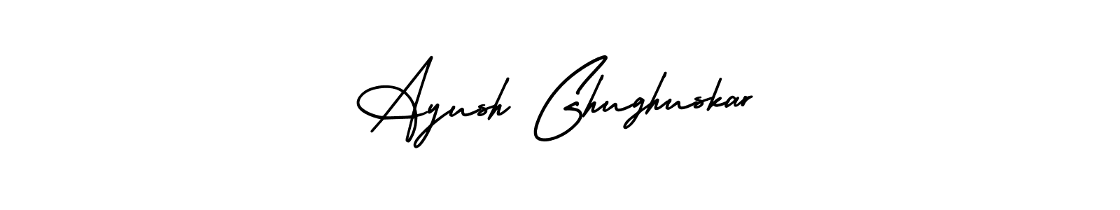 You should practise on your own different ways (AmerikaSignatureDemo-Regular) to write your name (Ayush Ghughuskar) in signature. don't let someone else do it for you. Ayush Ghughuskar signature style 3 images and pictures png