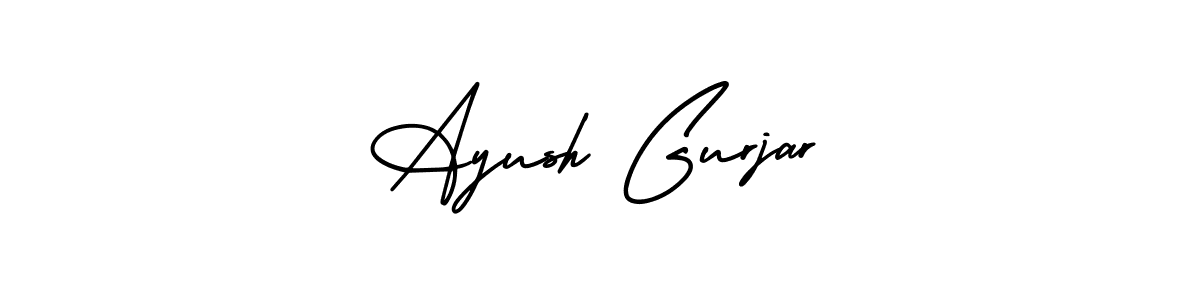 You should practise on your own different ways (AmerikaSignatureDemo-Regular) to write your name (Ayush Gurjar) in signature. don't let someone else do it for you. Ayush Gurjar signature style 3 images and pictures png