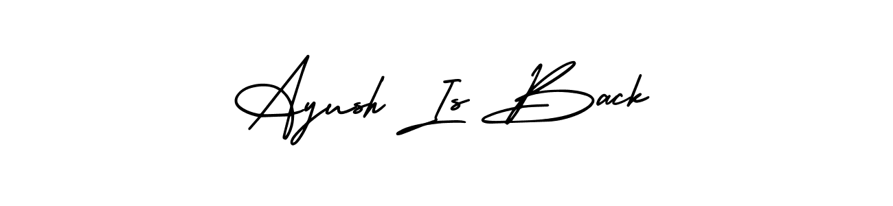 The best way (AmerikaSignatureDemo-Regular) to make a short signature is to pick only two or three words in your name. The name Ayush Is Back include a total of six letters. For converting this name. Ayush Is Back signature style 3 images and pictures png