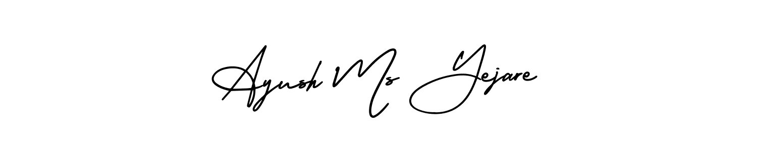 This is the best signature style for the Ayush Ms Yejare name. Also you like these signature font (AmerikaSignatureDemo-Regular). Mix name signature. Ayush Ms Yejare signature style 3 images and pictures png