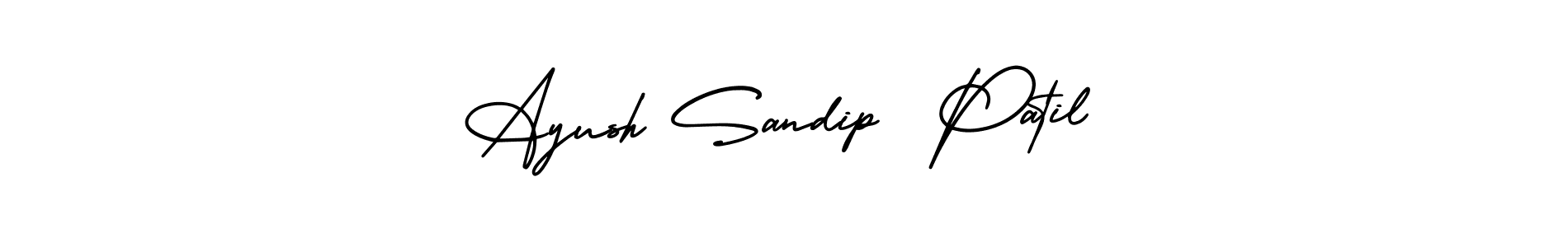 This is the best signature style for the Ayush Sandip  Patil name. Also you like these signature font (AmerikaSignatureDemo-Regular). Mix name signature. Ayush Sandip  Patil signature style 3 images and pictures png