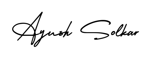 The AmerikaSignatureDemo-Regular font transforms the name Ayush Solkar into an executive sign with sharp precision and distinguished character. Ayush Solkar signature style 3 images and pictures png