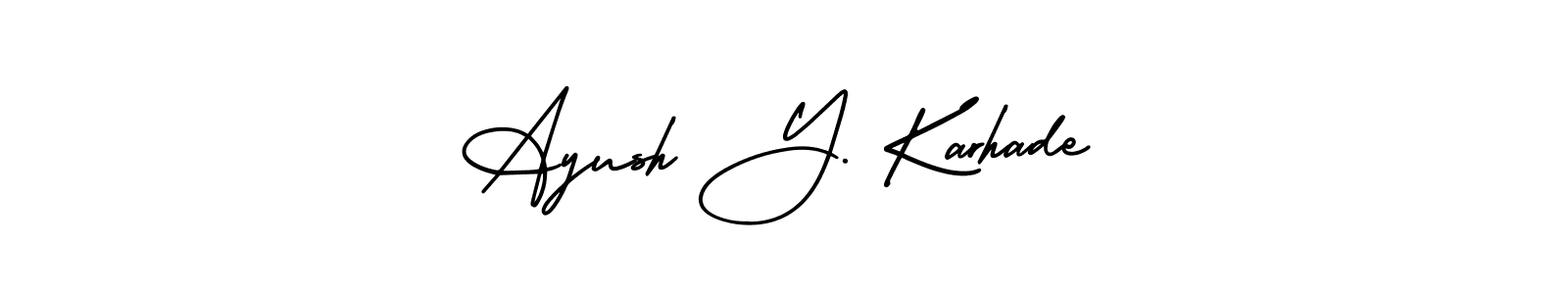 Create a beautiful signature design for name Ayush Y. Karhade. With this signature (AmerikaSignatureDemo-Regular) fonts, you can make a handwritten signature for free. Ayush Y. Karhade signature style 3 images and pictures png