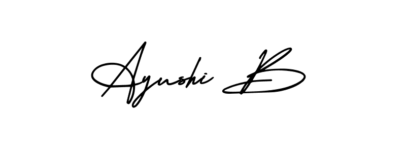 Also we have Ayushi B name is the best signature style. Create professional handwritten signature collection using AmerikaSignatureDemo-Regular autograph style. Ayushi B signature style 3 images and pictures png