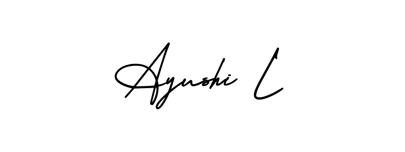 AmerikaSignatureDemo-Regular is a professional signature style that is perfect for those who want to add a touch of class to their signature. It is also a great choice for those who want to make their signature more unique. Get Ayushi L name to fancy signature for free. Ayushi L signature style 3 images and pictures png