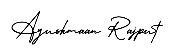 Discover how Ayushmaan Rajput looks in an executive cursive font (AmerikaSignatureDemo-Regular). Perfect for legal documents, invoices, and certificates. Ayushmaan Rajput signature style 3 images and pictures png