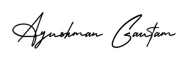Discover the perfect balance of readability and style for Ayushman Gautam with AmerikaSignatureDemo-Regular font. Create your dream signature today. Ayushman Gautam signature style 3 images and pictures png