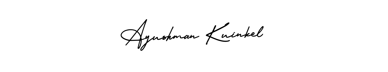 Similarly AmerikaSignatureDemo-Regular is the best handwritten signature design. Signature creator online .You can use it as an online autograph creator for name Ayushman Kuinkel. Ayushman Kuinkel signature style 3 images and pictures png