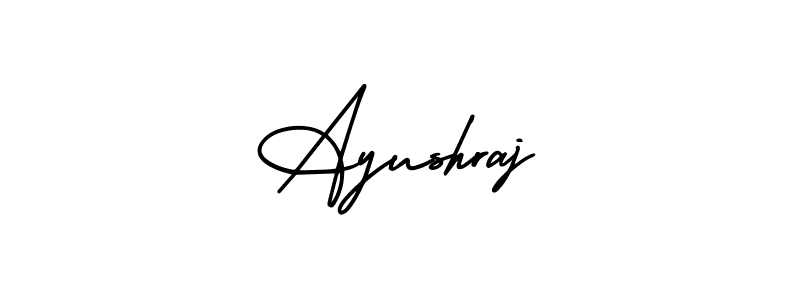 You should practise on your own different ways (AmerikaSignatureDemo-Regular) to write your name (Ayushraj) in signature. don't let someone else do it for you. Ayushraj signature style 3 images and pictures png