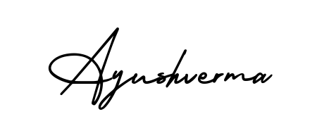The AmerikaSignatureDemo-Regular typeface gives name Ayushverma a refined look. Suitable for certificates, diplomas, and official verification. Ayushverma signature style 3 images and pictures png
