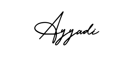 The AmerikaSignatureDemo-Regular handwriting style adds charm and authenticity to name Ayyadi. A wonderful choice for personal thank-you notes. Ayyadi signature style 3 images and pictures png