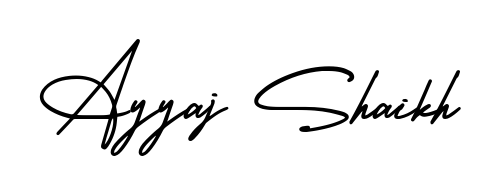 Download transparent PNG signature for name Ayyaj Shaikh styled with AmerikaSignatureDemo-Regular font. Ready to paste directly into PDF and Word agreements. Ayyaj Shaikh signature style 3 images and pictures png