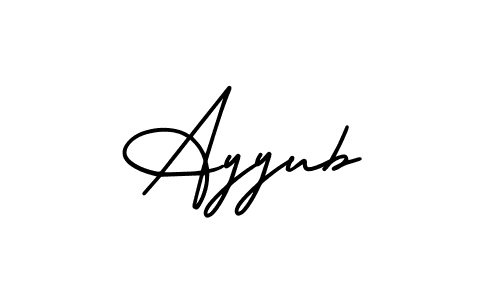 The best way (AmerikaSignatureDemo-Regular) to make a short signature is to pick only two or three words in your name. The name Ayyub include a total of six letters. For converting this name. Ayyub signature style 3 images and pictures png