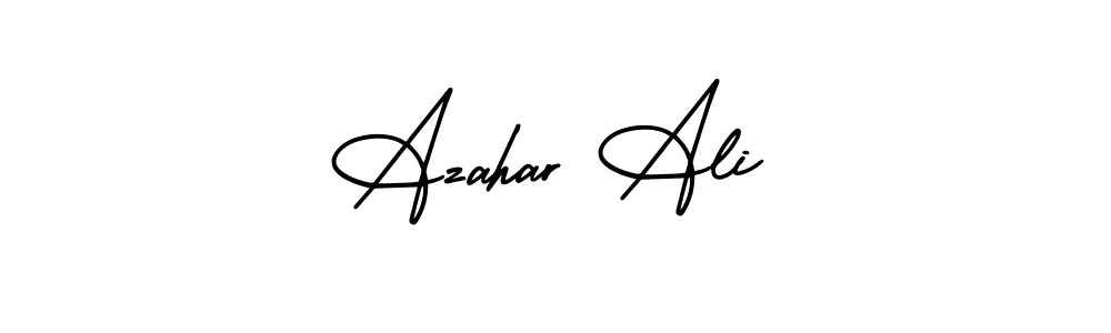 You should practise on your own different ways (AmerikaSignatureDemo-Regular) to write your name (Azahar Ali) in signature. don't let someone else do it for you. Azahar Ali signature style 3 images and pictures png