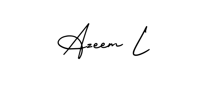 You should practise on your own different ways (AmerikaSignatureDemo-Regular) to write your name (Azeem L) in signature. don't let someone else do it for you. Azeem L signature style 3 images and pictures png