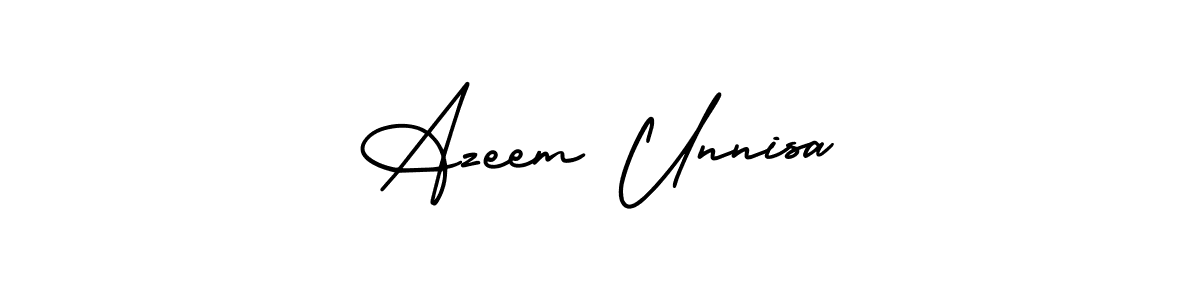This is the best signature style for the Azeem Unnisa name. Also you like these signature font (AmerikaSignatureDemo-Regular). Mix name signature. Azeem Unnisa signature style 3 images and pictures png
