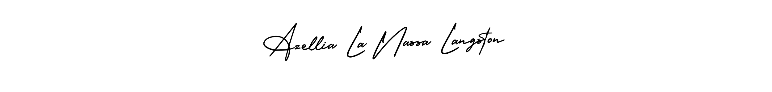 AmerikaSignatureDemo-Regular is a professional signature style that is perfect for those who want to add a touch of class to their signature. It is also a great choice for those who want to make their signature more unique. Get Azellia La Nassa Langston name to fancy signature for free. Azellia La Nassa Langston signature style 3 images and pictures png