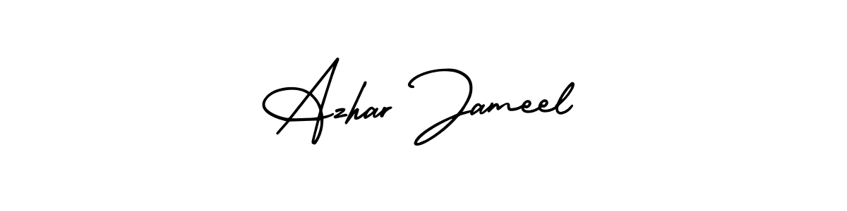 You should practise on your own different ways (AmerikaSignatureDemo-Regular) to write your name (Azhar Jameel) in signature. don't let someone else do it for you. Azhar Jameel signature style 3 images and pictures png