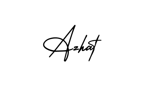 How to make Azhat name signature. Use AmerikaSignatureDemo-Regular style for creating short signs online. This is the latest handwritten sign. Azhat signature style 3 images and pictures png