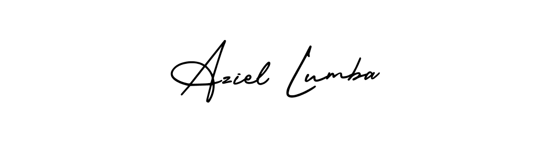 Also You can easily find your signature by using the search form. We will create Aziel Lumba name handwritten signature images for you free of cost using AmerikaSignatureDemo-Regular sign style. Aziel Lumba signature style 3 images and pictures png