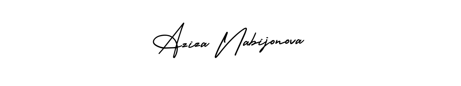 See photos of Aziza Nabijonova official signature by Spectra . Check more albums & portfolios. Read reviews & check more about AmerikaSignatureDemo-Regular font. Aziza Nabijonova signature style 3 images and pictures png