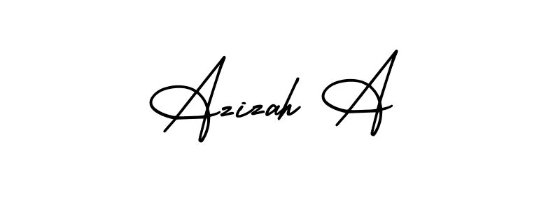 Use a signature maker to create a handwritten signature online. With this signature software, you can design (AmerikaSignatureDemo-Regular) your own signature for name Azizah A. Azizah A signature style 3 images and pictures png