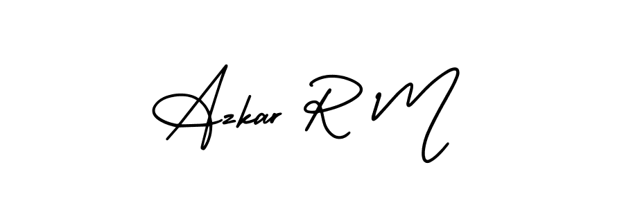 Similarly AmerikaSignatureDemo-Regular is the best handwritten signature design. Signature creator online .You can use it as an online autograph creator for name Azkar R M. Azkar R M signature style 3 images and pictures png