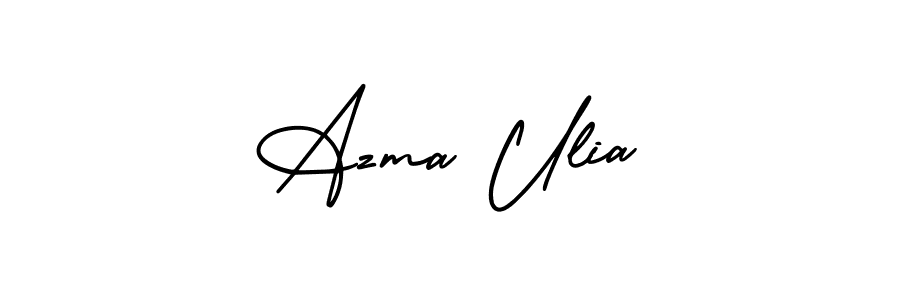 You should practise on your own different ways (AmerikaSignatureDemo-Regular) to write your name (Azma Ulia) in signature. don't let someone else do it for you. Azma Ulia signature style 3 images and pictures png