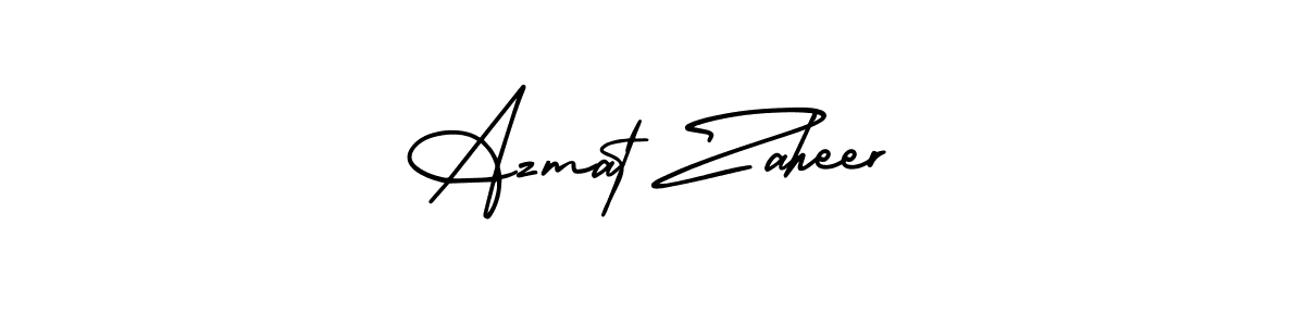 The best way (AmerikaSignatureDemo-Regular) to make a short signature is to pick only two or three words in your name. The name Azmat Zaheer include a total of six letters. For converting this name. Azmat Zaheer signature style 3 images and pictures png