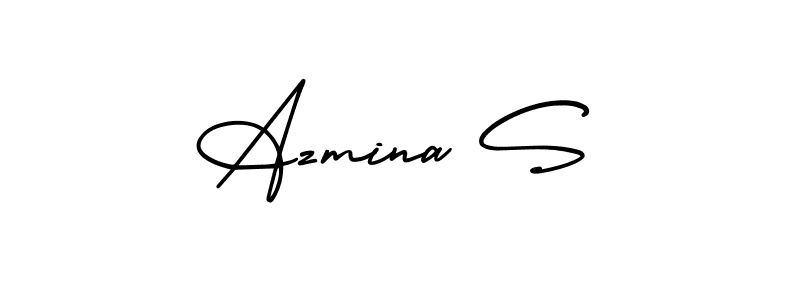 The best way (AmerikaSignatureDemo-Regular) to make a short signature is to pick only two or three words in your name. The name Azmina S include a total of six letters. For converting this name. Azmina S signature style 3 images and pictures png