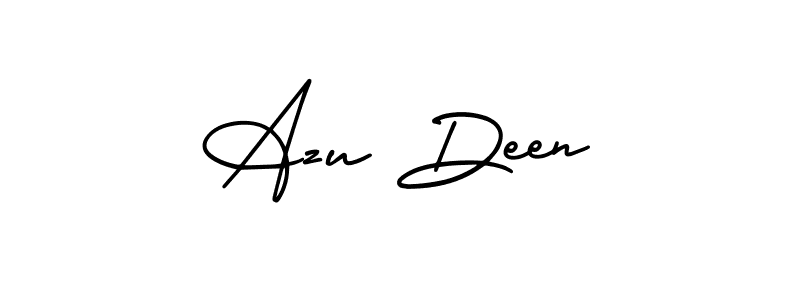 The best way (AmerikaSignatureDemo-Regular) to make a short signature is to pick only two or three words in your name. The name Azu Deen include a total of six letters. For converting this name. Azu Deen signature style 3 images and pictures png
