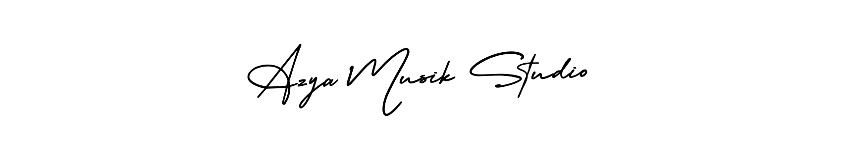 You should practise on your own different ways (AmerikaSignatureDemo-Regular) to write your name (Azya Musik Studio) in signature. don't let someone else do it for you. Azya Musik Studio signature style 3 images and pictures png