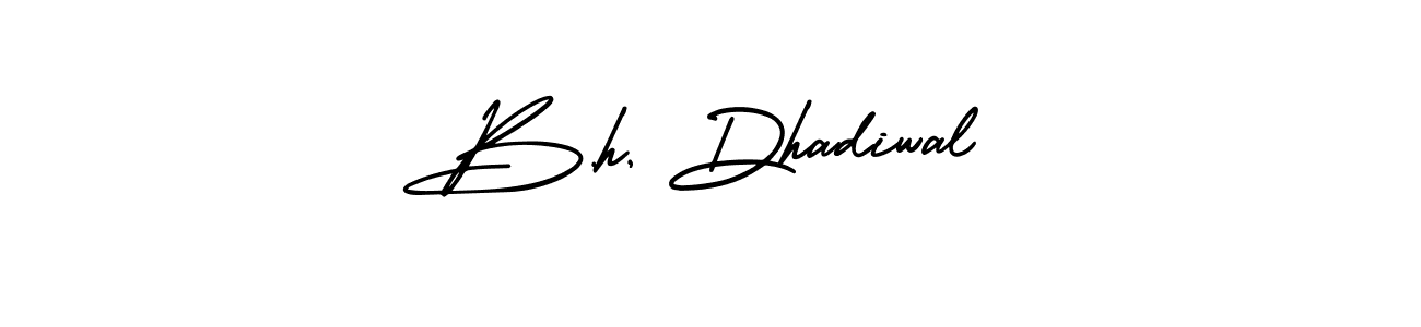 This is the best signature style for the B,h, Dhadiwal name. Also you like these signature font (AmerikaSignatureDemo-Regular). Mix name signature. B,h, Dhadiwal signature style 3 images and pictures png