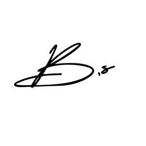 How to make B,s name signature. Use AmerikaSignatureDemo-Regular style for creating short signs online. This is the latest handwritten sign. B,s signature style 3 images and pictures png