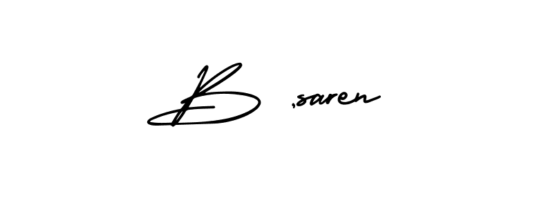 Create a beautiful signature design for name B ,saren. With this signature (AmerikaSignatureDemo-Regular) fonts, you can make a handwritten signature for free. B ,saren signature style 3 images and pictures png