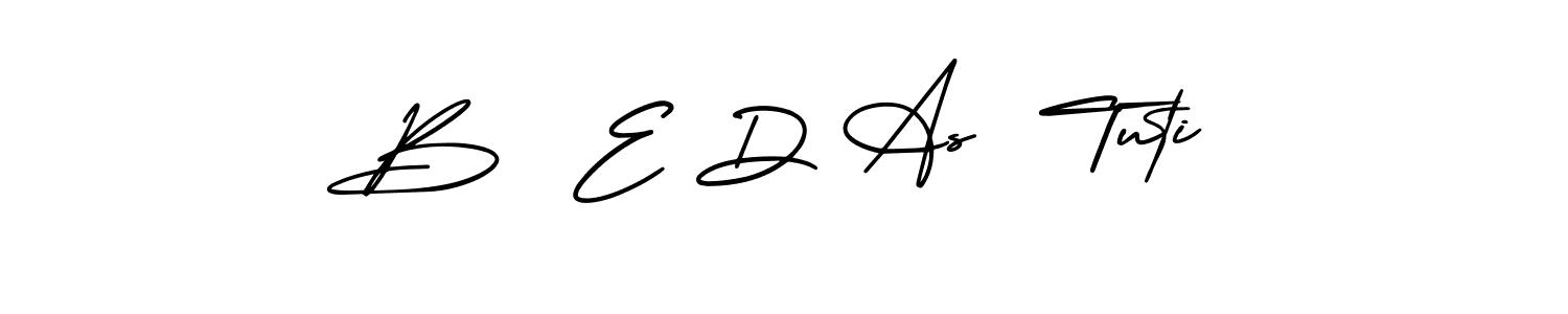 You should practise on your own different ways (AmerikaSignatureDemo-Regular) to write your name (B  E D As  Tuti) in signature. don't let someone else do it for you. B  E D As  Tuti signature style 3 images and pictures png