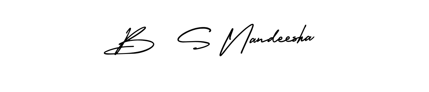 Make a beautiful signature design for name B  S Nandeesha. With this signature (AmerikaSignatureDemo-Regular) style, you can create a handwritten signature for free. B  S Nandeesha signature style 3 images and pictures png