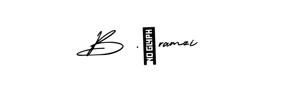 The best way (AmerikaSignatureDemo-Regular) to make a short signature is to pick only two or three words in your name. The name B . ramzi include a total of six letters. For converting this name. B . ramzi signature style 3 images and pictures png