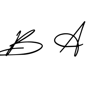 Design your own signature with our free online signature maker. With this signature software, you can create a handwritten (AmerikaSignatureDemo-Regular) signature for name B A. B A signature style 3 images and pictures png