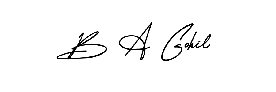 B A Gohil stylish signature style. Best Handwritten Sign (AmerikaSignatureDemo-Regular) for my name. Handwritten Signature Collection Ideas for my name B A Gohil. B A Gohil signature style 3 images and pictures png