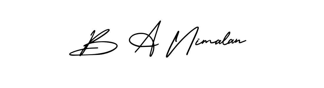 AmerikaSignatureDemo-Regular is a professional signature style that is perfect for those who want to add a touch of class to their signature. It is also a great choice for those who want to make their signature more unique. Get B A Nimalan name to fancy signature for free. B A Nimalan signature style 3 images and pictures png
