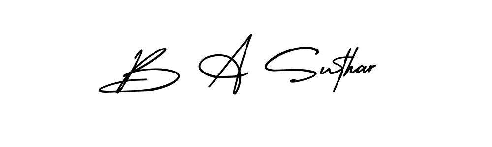 Create a beautiful signature design for name B A Suthar. With this signature (AmerikaSignatureDemo-Regular) fonts, you can make a handwritten signature for free. B A Suthar signature style 3 images and pictures png