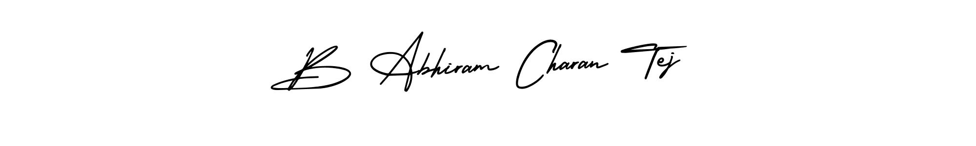 You should practise on your own different ways (AmerikaSignatureDemo-Regular) to write your name (B Abhiram Charan Tej) in signature. don't let someone else do it for you. B Abhiram Charan Tej signature style 3 images and pictures png