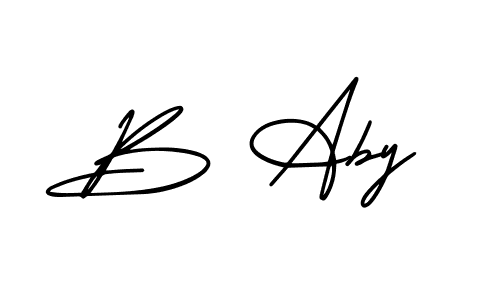 Create a beautiful signature design for name B Aby. With this signature (AmerikaSignatureDemo-Regular) fonts, you can make a handwritten signature for free. B Aby signature style 3 images and pictures png