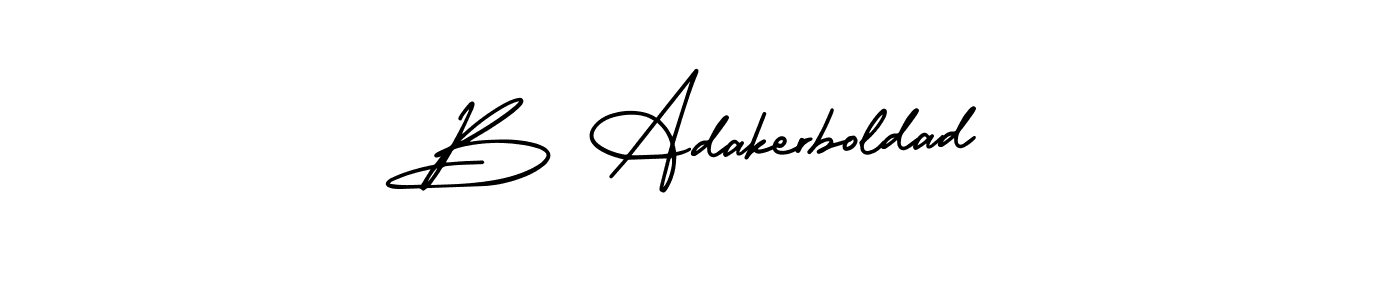 How to make B Adakerboldad name signature. Use AmerikaSignatureDemo-Regular style for creating short signs online. This is the latest handwritten sign. B Adakerboldad signature style 3 images and pictures png